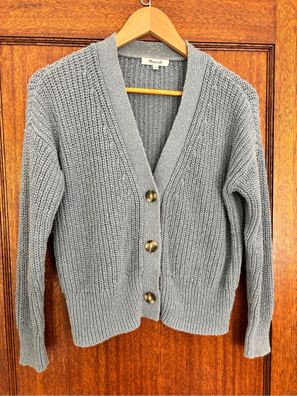Madewell Light Gray Chunky Knit Button Cardigan